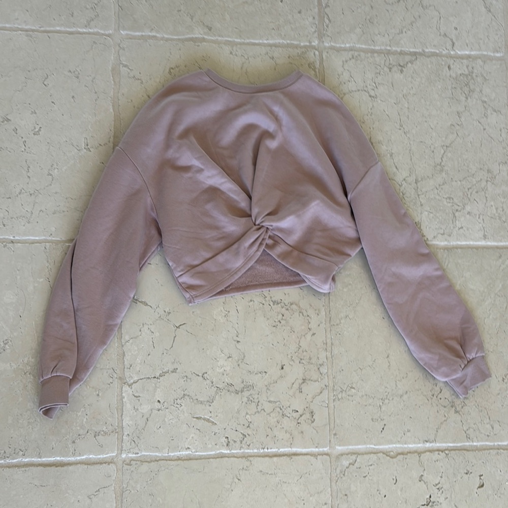 Divided Pink Cropped Tie Front Hoodie